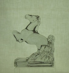 #1557 Rearing Horse Bookend, Crystal, date unknown
